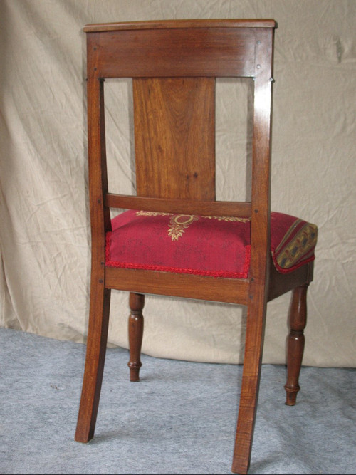 Suite of 6 solid mahogany chairs of Empire style