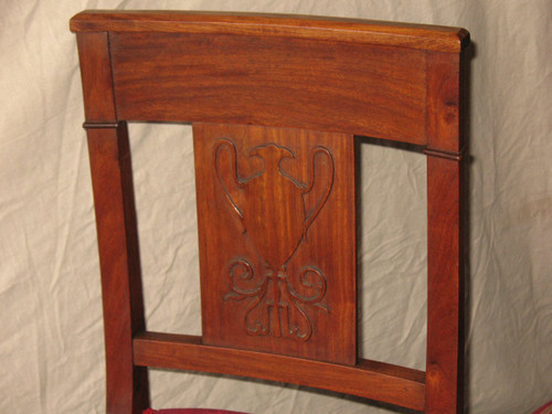 Suite of 6 solid mahogany chairs of Empire style
