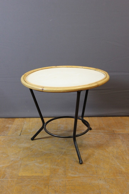 Salon En Rotin Et Fer Laqué Noir Par Rohe Noordwole Vers 1950