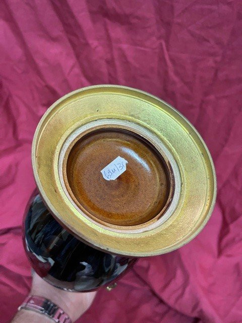 Gilded Bronze Mounted Stoneware Vase