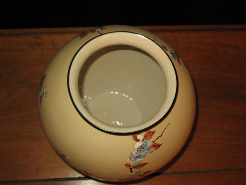 Grand vase boule en grès de Ciboure décor japonisant aux fleurs de cerisier de C Fischer époque 20ème