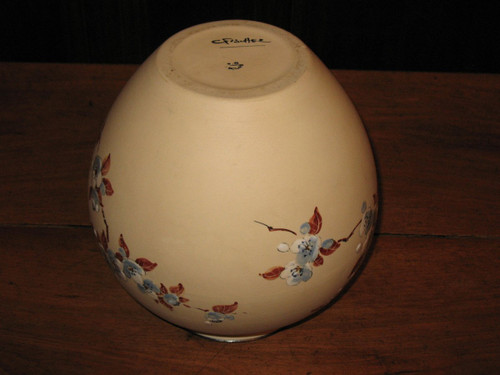 Grand vase boule en grès de Ciboure décor japonisant aux fleurs de cerisier de C Fischer époque 20ème