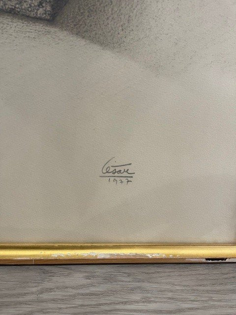 Cesar baldaccini SAID CESAR 1921-1998 Kompressionsporträt-Lithographiegemälde