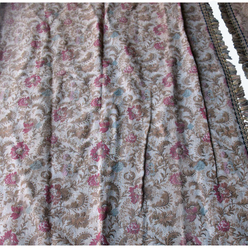 Pair of door hanging curtains in woven Jacquard floral pattern Louis XIII style late 19th