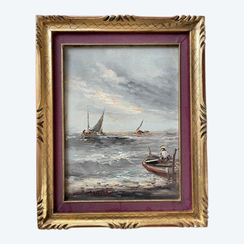 Tableau Marine XX ème Huile Sur Toile