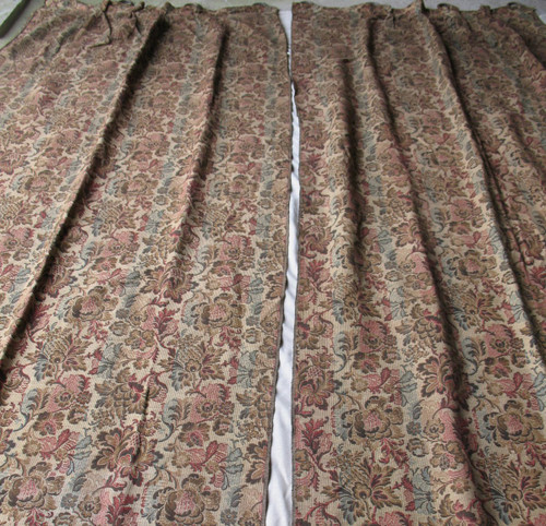 Pair of door hanging curtains in woven Jacquard floral pattern Louis XIII style late 19th