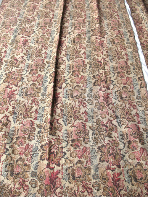 Pair of door hanging curtains in woven Jacquard floral pattern Louis XIII style late 19th