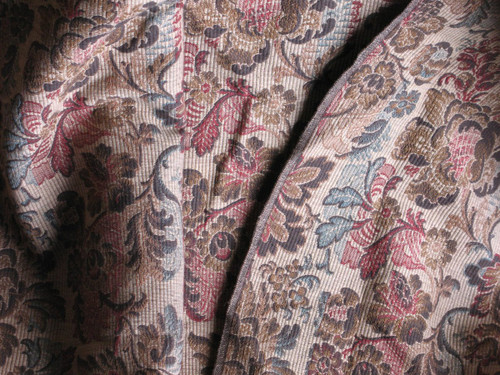 Pair of door hanging curtains in woven Jacquard floral pattern Louis XIII style late 19th