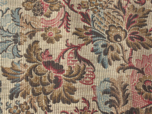 Pair of door hanging curtains in woven Jacquard floral pattern Louis XIII style late 19th