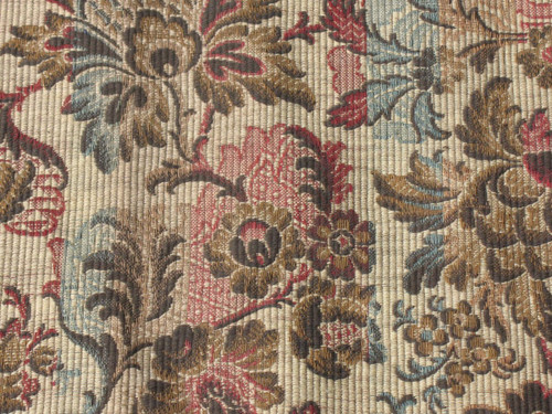 Pair of door hanging curtains in woven Jacquard floral pattern Louis XIII style late 19th
