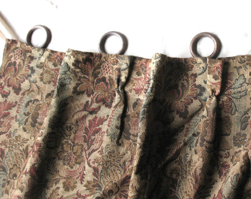 Pair of door hanging curtains in woven Jacquard floral pattern Louis XIII style late 19th