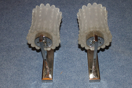 Pair of opalescent glass sconces from the 70s