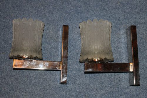 Pair of opalescent glass sconces from the 70s