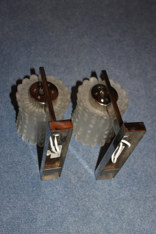 Pair of opalescent glass sconces from the 70s