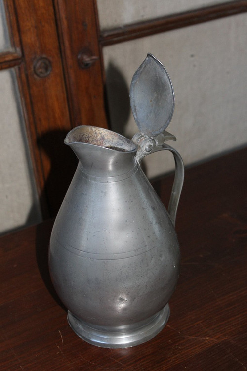 Pitcher pewter cider hallmark of F. Le Seigneur in Caen around 1806