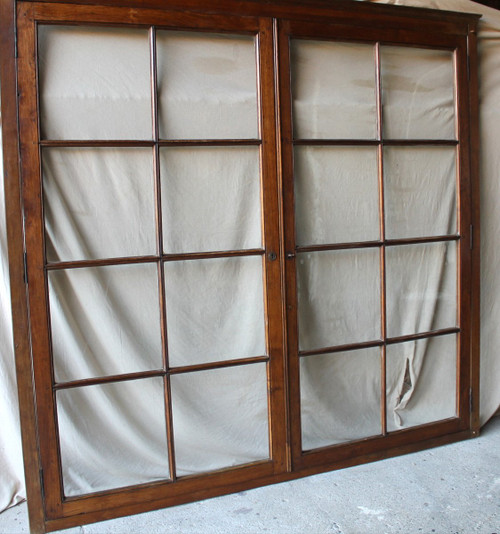 Grande pannellatura facciata libreria vetrata in rovere sagomato sp. 19