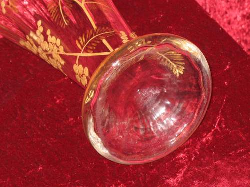 Vaso in vetro dipinto con oro fino decorato a fiori, XIX secolo