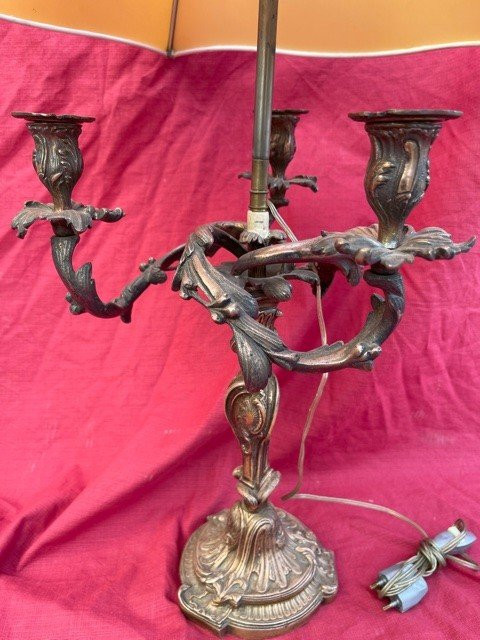 Lampe Bougeoir 3 Feux En Bronze De Style Louis XV