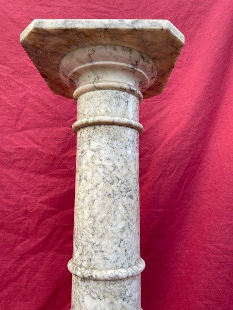 Old Marble 19th Century Bolster Column