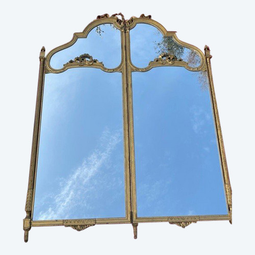 Golden Wood Mirror Louis XVI Style Screen