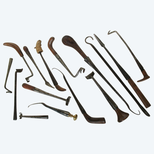 Collection de 15 outils de sabotier époque 18ème et 19ème