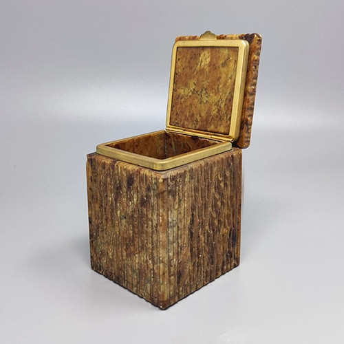 1960 Beautiful brown alabaster box. Handmade. Made in Italy