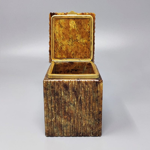 1960 Beautiful brown alabaster box. Handmade. Made in Italy