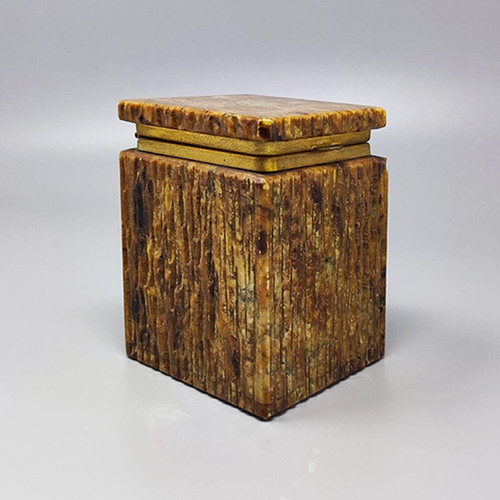 1960 Beautiful brown alabaster box. Handmade. Made in Italy