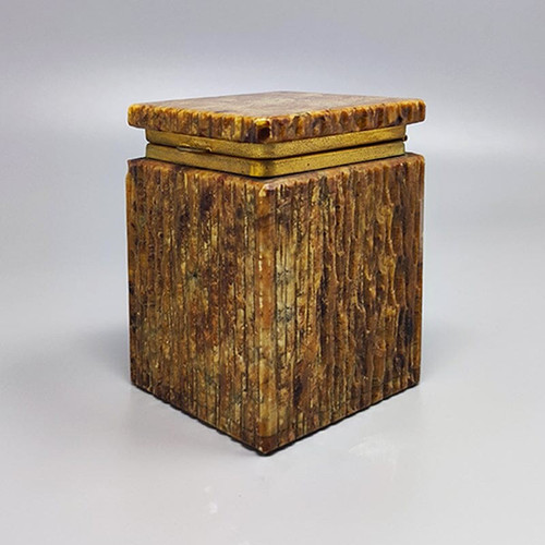 1960 Beautiful brown alabaster box. Handmade. Made in Italy