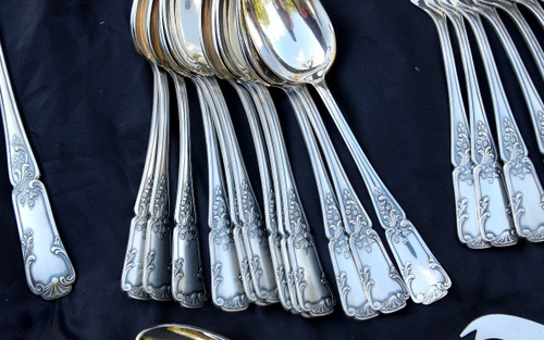 Regency style silver metal cutlery set of 82 pieces