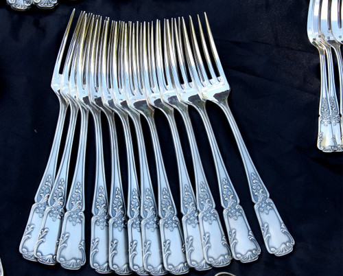 Regency style silver metal cutlery set of 82 pieces
