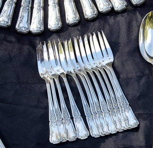 Regency style silver metal cutlery set of 82 pieces
