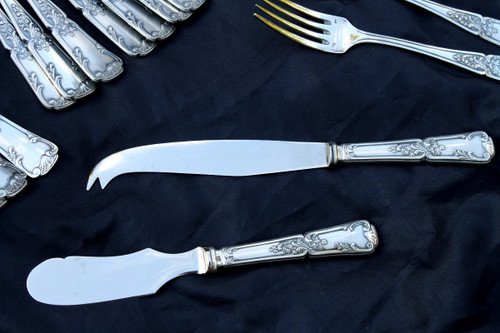 Regency style silver metal cutlery set of 82 pieces