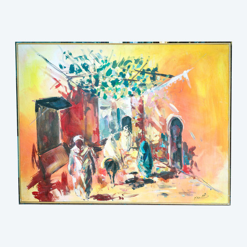 Mohamed DOUAH, „Souk“, Öl auf Leinwand