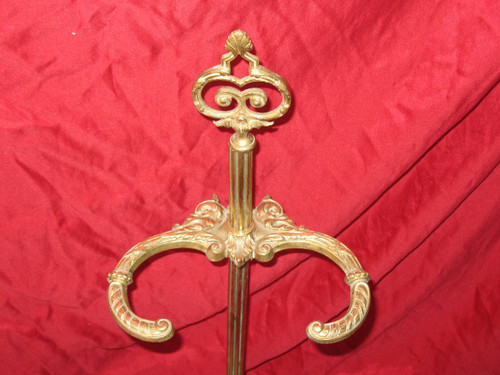 Bronze servant fireplace set with shovel and tweezers, 19th century