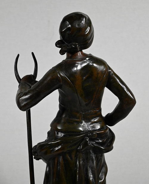Importante Spelter "End of Day", da F. Moreau - Inizio XX Secolo