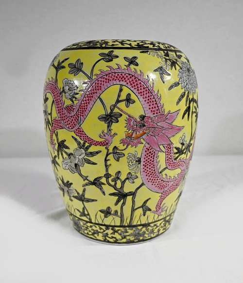 Vaso con Due Draghi, Porcellana Cinese, Dinastia Qing - XIX Secolo
