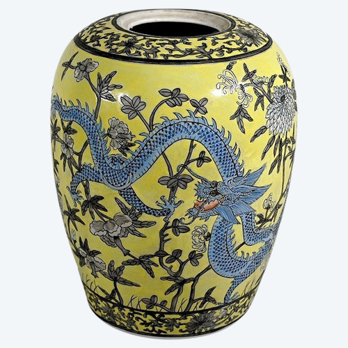 Vase aux Deux Dragons, en Porcelaine de Chine, Dynastie Qing – XIXe