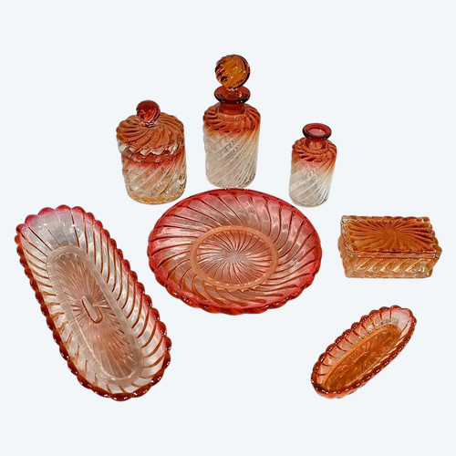 Set da toilette "Bambou Tors" in cristallo Baccarat - Fine del XIX secolo