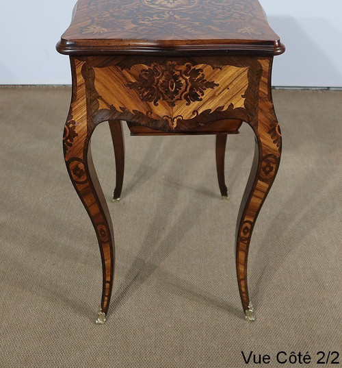 Exceptionnelle Travailleuse en Marqueterie Louis XV, époque Napoléon III – Milieu XIXe