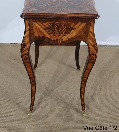 Exceptionnelle Travailleuse en Marqueterie Louis XV, époque Napoléon III – Milieu XIXe