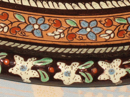 Very large Swiss dish in Thun enamels