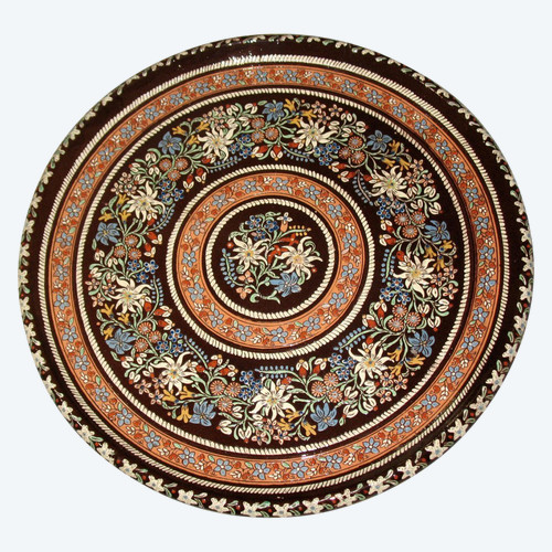 Very large Swiss dish in Thun enamels