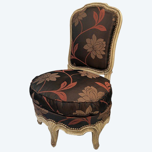 Louis XV style fireside chair, cream lacquered wood, 20th century