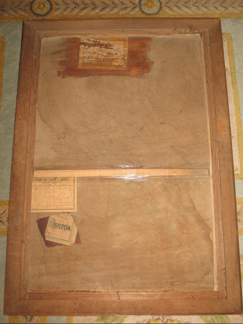 Gerahmte bemalte Seidentafel mit japanischem Seedekor, frühes 20. Jahrhundert