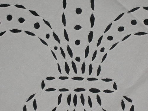 Large royalist tablecloth decorated with embroidered fleur-de-lys, late 19th century