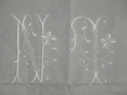 Large royalist tablecloth decorated with embroidered fleur-de-lys, late 19th century