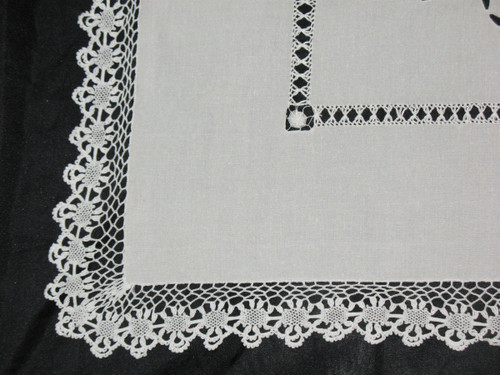 Large royalist tablecloth decorated with embroidered fleur-de-lys, late 19th century