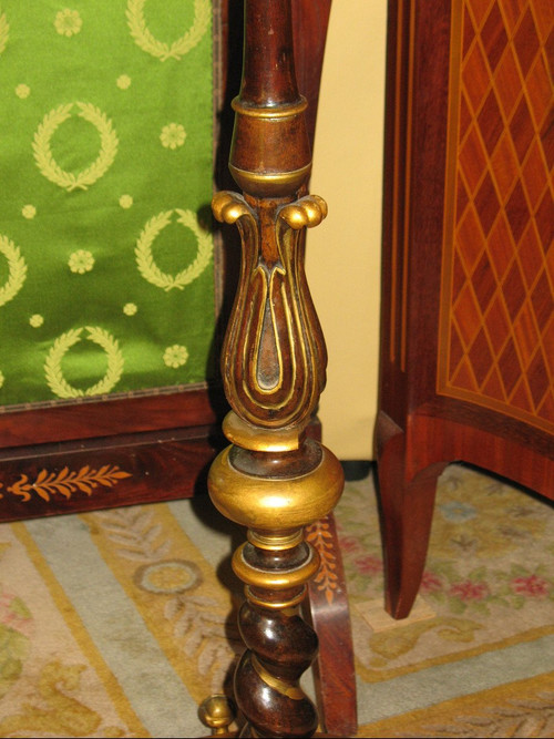 Napoleon III period pedestal table with cabaret top in varnished and gilded mahogany