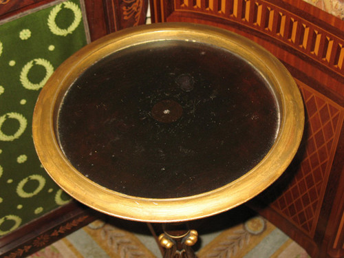 Napoleon III period pedestal table with cabaret top in varnished and gilded mahogany